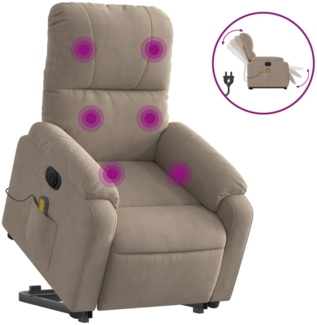 vidaXL Massagesessel Aufstehhilfe Elektrisch Taupe Mikrofasergewebe 3204950
