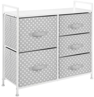 Kommode Kinderzimmer 5 Schubladen Stoff Metallgestell grau/weiß 82cm mDesign