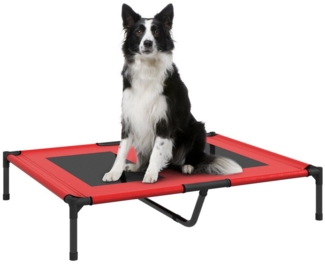 PawHut Tierbett Erhöhtes Hundebett, Atmungsaktiv Haustierbett, Texteline-Netz, für große Hunde, Camping, Oxford, Rot