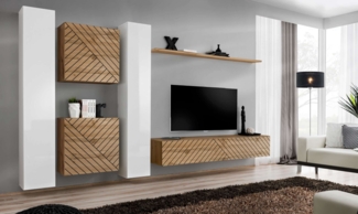 99rooms Swotch VI L Wohnwand Weiß Wotan Eiche