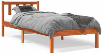vidaXL Massivholzbett ohne Matratze Wachsbraun 100x200 Kiefernholz 844807