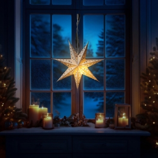 MARELIDA LED Stern Papierstern Weihnachtsstern Faltstern beleuchtet 38cm Batterie weiß, LED Classic, warmweiß (2100K bis 3000K)