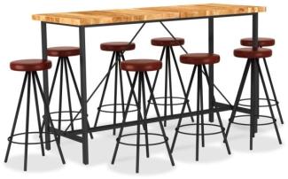 vidaXL 9-tlg. Bar-Set Massivholz Akazie und Echtleder 3053441