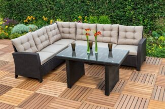 Merxx 'Salerno' Loungeset, für 6 Personen, Stahl/Polyrattan Braun