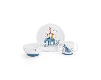 Moulin Roty Kindergeschirr-Set Porzellangeschirr-Set Sous mon Baobab 3 teilig Teller Schale Becher