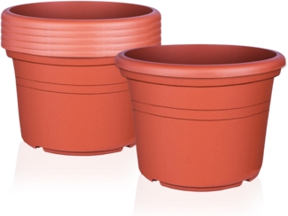 BigDean 6X Blumentopf Ø 40 cm Farbe Terrakotta Kunststoff Pflanztopf Containertopf Übertopf Pflanzkübel rund 40 x 28 cm