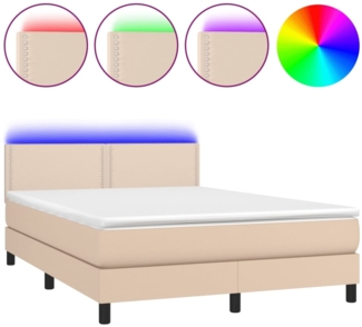 vidaXL Boxspringbett mit Matratze & LED Cappuccino-Braun 140x190cm 3134164