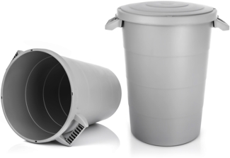 BigDean 2x wetterfeste Universaltonne mit Deckel und 2 stabilen Tragegriffen 80 Liter GRAU - Regentonne Mülleimer - Indoor und Outdoor geeignet - Made in Europe