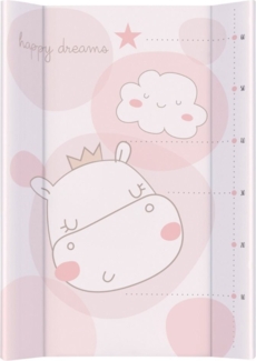 Kikkaboo Wickelauflage Hart-PVC 70x50 cm seitlich erhöhter Rand Wachstumsskala rosa