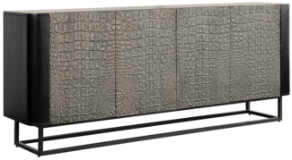 riess-ambiente Sideboard CROCO 180cm grau / schwarz (Einzelartikel, 1 St), Massivholz · Metall · Design-Kommode · 3D Schnitzereien · Wohnzimmer