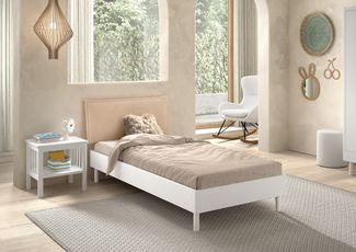 Bettanlage >Buche Massiv< (2-teilig) in weiß lackiert, Massivholz