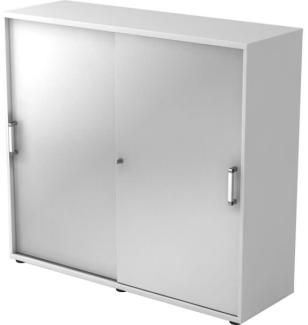 Schiebetürschrank 3 Ordnerhöhen, 120cm CE Weiß / Silber