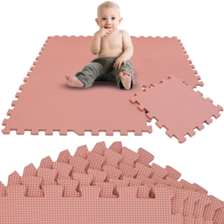 9 Teile Spielmatte Baby Puzzlematte - 30x30 Spielteppich Terrakotta