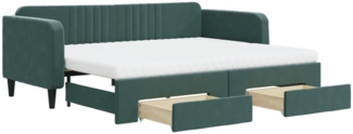 vidaXL Tagesbett Ausziehbar mit Schubladen Dunkelgrün 90x200 cm Samt 3197137
