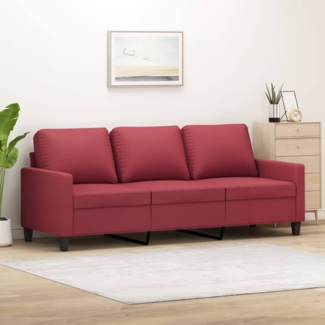 vidaXL 3-Sitzer-Sofa Weinrot 180 cm Kunstleder 359145