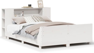 vidaXL Massivholzbett ohne Matratze Weiß 140x190 cm Kiefernholz 3323657