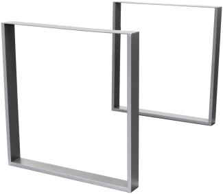 ECD Germany Tischbein 2x Tischkufen aus Vierkantprofilen aus pulverbeschichtete Stahl, Tischgestell modernes Industriedesign Möbelfüße aus Metall