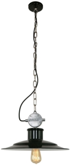 Pendelleuchte, Retro Metall Schirm, schwarz silber, H 195 cm