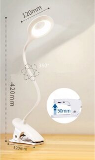 autolock LED Leselampe Klemmlampe Bett - Dimmbar Leselampe Buch Klemme Augenschutz Led, Klemmleuchte 3 Modi Bettlampe, USB Aufladbares Akku Leselampe 360°