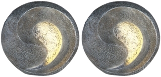 2x LED Solarleuchte, Skulptur, grau, H 29 cm