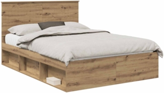 vidaXL Bettrahmen mit Kopfteil Kunsthandwerk Eiche 135 x 190 cm 3411027