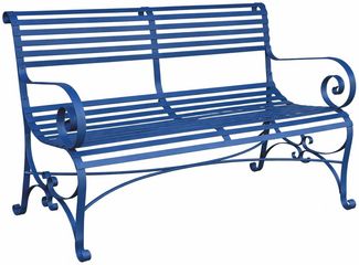 Casa Padrino Jugendstil Schmiedeeisen Gartenbank Blau 120 cm - Garten Möbel