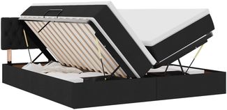 vidaXL Bett mit LED-Lichtleisten Schwarz 200 x 200 cm Stoff 3371581