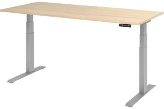 Sitz-Steh-Schreibtisch elektrisch 180x80 cm Eiche/Silber