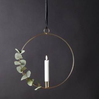 MARELIDA Hängeleuchte Dekoring mit LED Kerze Flamme mit Aufhänger 28,5cm Timer Batterie, LED Classic, warmweiß (2100K bis 3000K)