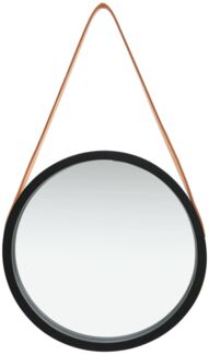 Wandspiegel, Badspiegel mit Gürtel 40 cm Schwarz de6960