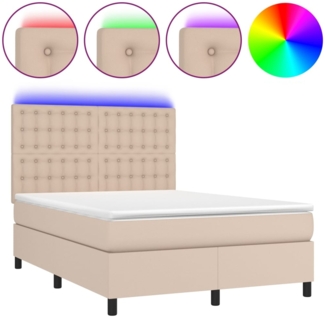vidaXL Boxspringbett mit Matratze & LED Cappuccino-Braun 140x190cm 3135944
