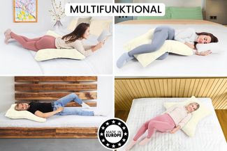 Amilian Schlafkissen - Lesekissen für Bett und Sofa - Seitenschläferkissen - Stillkissen, Seitenschläfer, Rückenlage, Schlafkissen für Seitenlage, Kissen mit Füllung und abnehmbarem Bezug - Stillhilfe