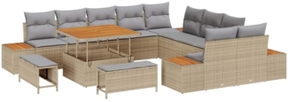 vidaXL Garten-Sofa-Set mit Kissen 13 pcs Beige Poly Rattan 3364917