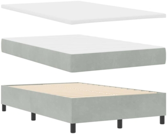 vidaXL Boxspringbett mit Matratze Hellgrau 120 x 190 cm Samt 3344564