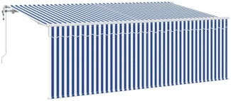 vidaXL Einziehbare Markise Blau und weiß 350x200 cm Stoff, Metall 3329635