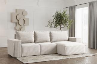 Ecksofa Designersofa ESTELLE in Stoff Poso Creme Ottomane Rechts