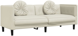 vidaXL Sofa mit Kissen 3-Sitzer Creme Samt 372649