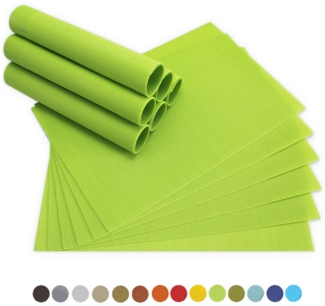 matches21 HOME & HOBBY Platzset Tischsets BORDA 12er Set Hell-grün als Tischuntersetzer, (12-St), Abwaschbare Platzsets als Tischunterlagen für Ess-Tisch Tisch-Deko