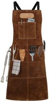 BLACK FOREST FOX Grillschürze ROUGH Büffel Rau Wild Leder Arbeitsschürze, Grillschürze BBQ Kochschür, Hellbraun