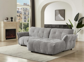 Vente-unique - Ecksofa - Ecke Rechts - melierter Stoff - Grau - NAPIZO