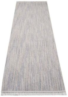 Carpet City Teppich CLASICO 0052, rechteckig, Höhe: 11 mm, Läufer, Kurzflor, Hochtief-Muster, Boho, Fransen, Wohnzimmer