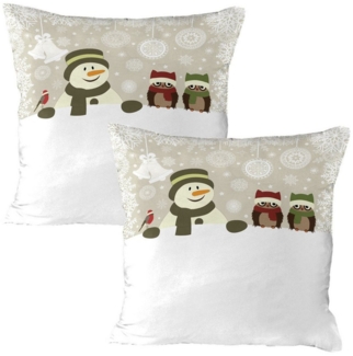 Abakuhaus Kissenbezüge Dekorativer Standard Gedruckter Kissenbezug, (2 Stück), Weihnachten Schneeflocke-Winter-Tag