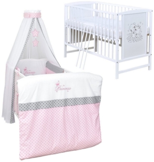 Baby-Delux Komplettbett Babybett Mia Komplettset, 10-tlg, Kinderbett 60x120 cm weiß, Bettset verschiedene Designs