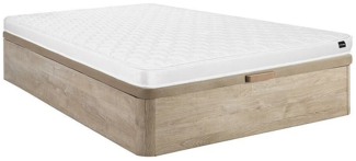 Vente-unique - Set aus Bettgestell mit Bettkasten + Schaumstoffmatratze - 120 x 200 cm - Stärke 15 cm - Holzfarben hell - DANAE II von YSMÉE