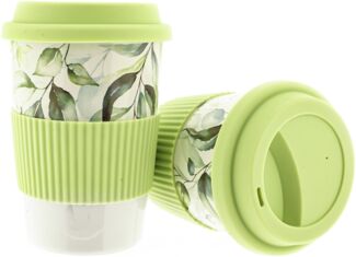 2er Set Kaffeebecher To Go, Porzellan Coffee to go Becher mit Deckel 250ml Hellgrün