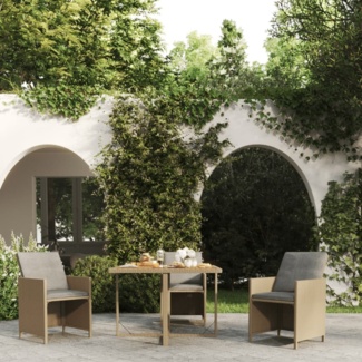 vidaXL Gartentisch Beige 109x107x74 cm Poly Rattan & Massivholz Akazie 316791