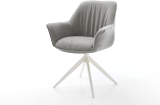 Drehstuhl Keila-Flex mit Armlehnen Strukturstoff Soft Grau Kreuzgestell breit Weiß 360° drehbar Wippfunktion