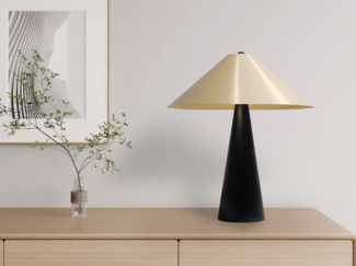 Vente-unique - Tischleuchte - Metall - 30 x 38 cm - Schwarz & Goldfarben - JELVA