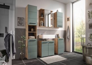 Badezimmer-Set >Vista< (5-tlg.) in Viking Oak / Schilfgrün - 170 x 190 x 31 (BxHxT)