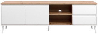 Calicosy 'ZAMOS' TV-Möbel mit 2 Türen und 2 Schubladen in Eichenholzoptik - L186 cm - Weiß